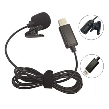 (As show, One size) USB Lavalier Lapel Condenser Microphone Omnidirectional Wired Clip-on Mic Hands Free Plug & Play for