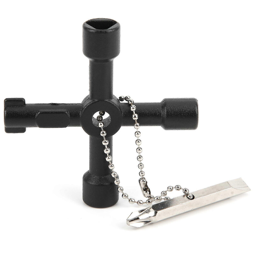 (As Show, One Size) Multifunction Key Wrench Cross Universal Elevator Electric Box Water Meter Plumber Tool 6909775994764