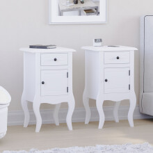 (Set of 2) Nishano White 1-Drawer 1-Door Bedside Table