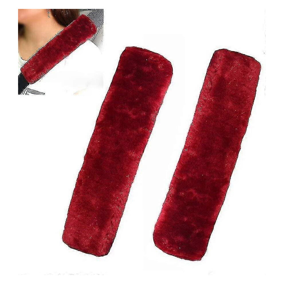 (As Show, One Size) 2Pcs Faux Sheepskin Seat Belt Shoulder Pads Harness Guard Padding For Seat Belt-Hyj 6909775959053