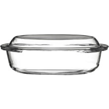 Clear Glass Oval Casserole Dish with Lid 1.5L Capacity