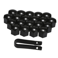 (As show, One size) 20pcs Universal 21mm Wheel Nut Covers Plating Lug Nut Caps Screw Protector Black