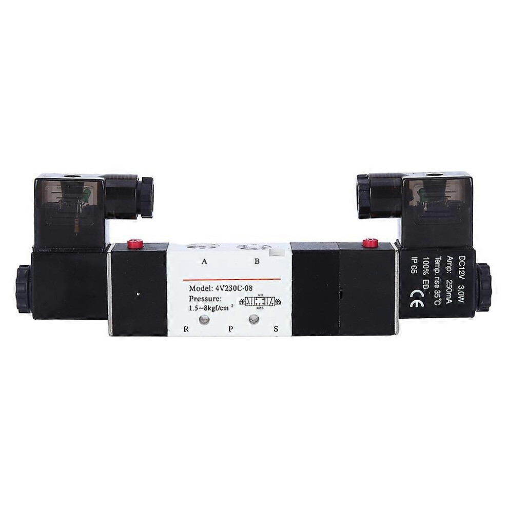 (As Show, One Size) Dc 12V Bsp 1/4 Normally Closed 3 Position 5 Way Pneumatic Solenoid Valve 0.15-0.8Mpa 4V230-08C 6909775982648