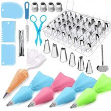 (As show, One size) 72 Pcs Cake Decorating Supplies Kits Decorating Sets Baking Supplies with Icing Tips/Pastry Bags/Ici