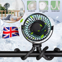 Portable Mini Stroller Fan Clip On Desk USB Rechargeable 3 Mode