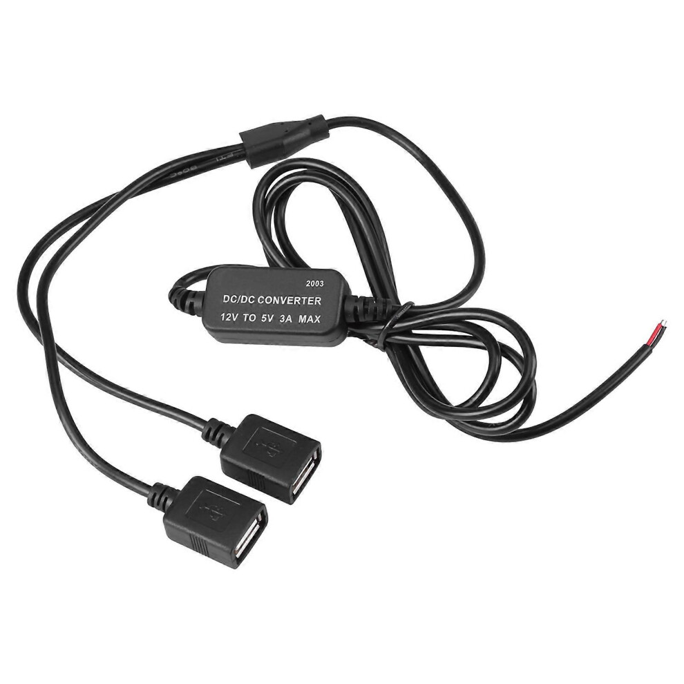 (As Show, One Size) Dc-Dc 12V To 5V 3A Double Usb Converter Voltage Step Down Regulator For Car Gps Smartphone 6909775986394