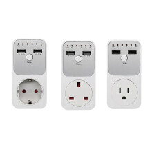 (As show, One size) Multifunctional Voltage Protector Intelligent Countdown Timer Socket with 2 USB Ports Time Controller Switch for Home Electrical Appliances