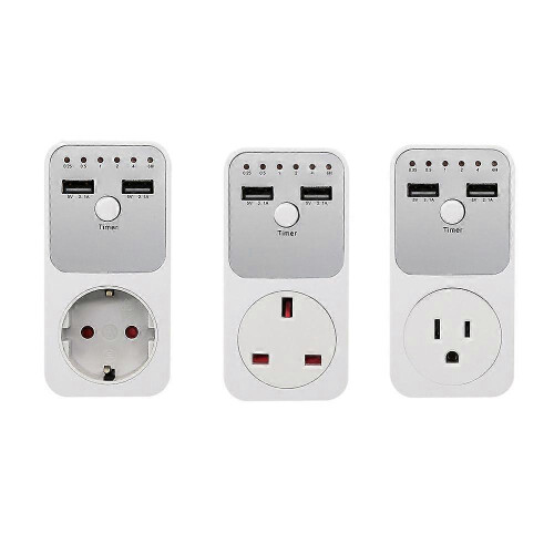 (As show, One size) Multifunctional Voltage Protector Intelligent Countdown Timer Socket with 2 USB Ports Time Controller Switch for Home Electrical Appliances