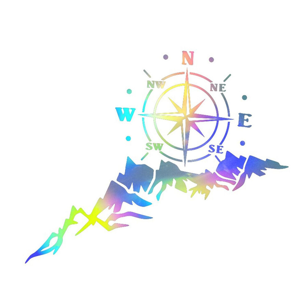 (As Show, One Size) 1Pcs Car Sticker Mountains Compass Navigate Style Colorful Car Truck Sticker Decal Auto Fashion Deco 6909775532058