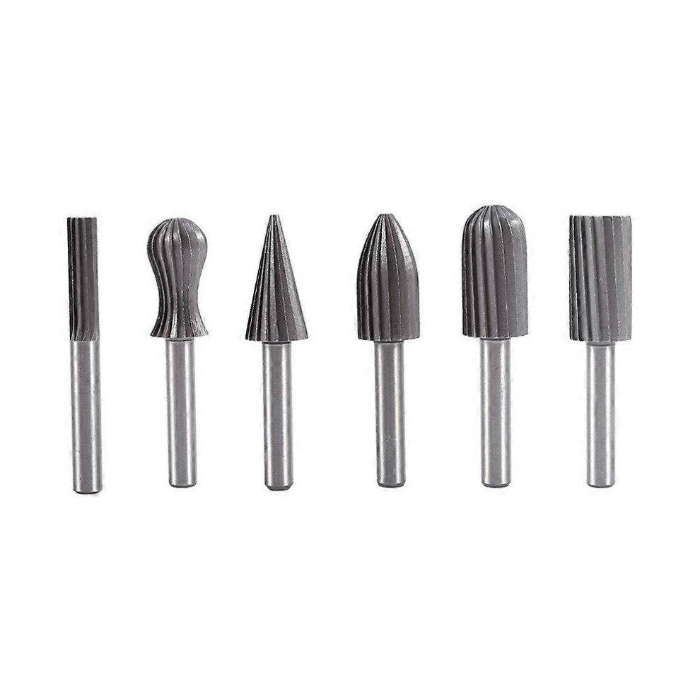 (As Show, One Size) 6Pcs/Lot 6Mm 1/4" Hss Rotary Files Burr Drill Rotary Rasp Electric Grinder Set 6909775988220