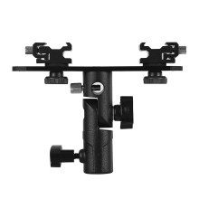 (As show, One size) T-shaped Dual Flash Bracket Flash Speedlite Stand with 2 Cold Shoe Mounts 1/4 Inch to 3/8 Inch Mount