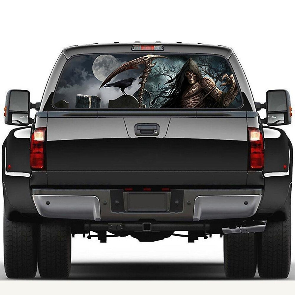(As Show, One Size) Rear Window Sticker Grim Reaper Cemetery Graphic Decal For Car Suv Truck 135*36Cm 6909775532539