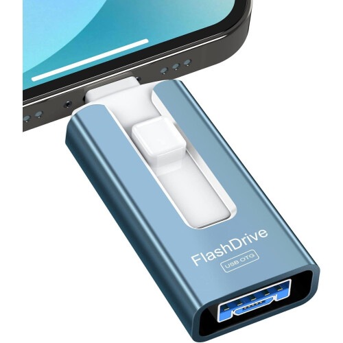256GB 4-in-1 USB Flash Drive for iPhone iPad Android PC - Plug & Play, No App Required