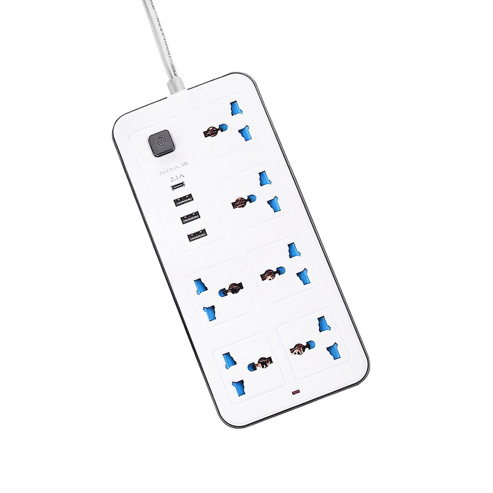 (As Show, One Size) Power Strip With 6 Ac Sockets & 3 Usb 1 Type C Port 6Ft Extension Cord Surge Protector For Home Offi 6909775532300