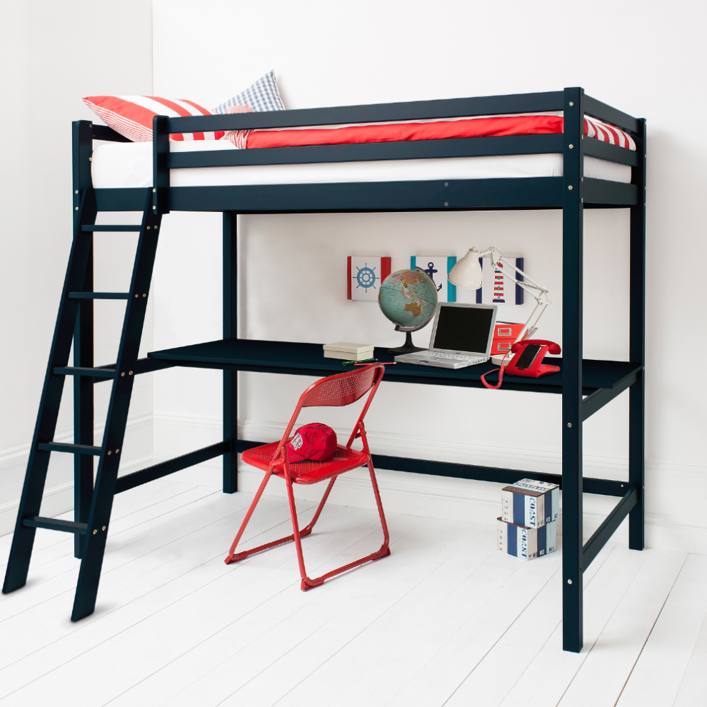 Thomas High Sleeper Cabin Bed with Louis Desk in Anthracite