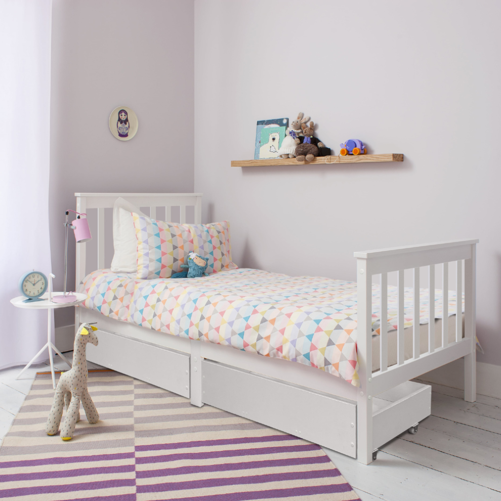 Otis Single Bed 3ft Frame with 4 Pull Out Storage Drawers in White