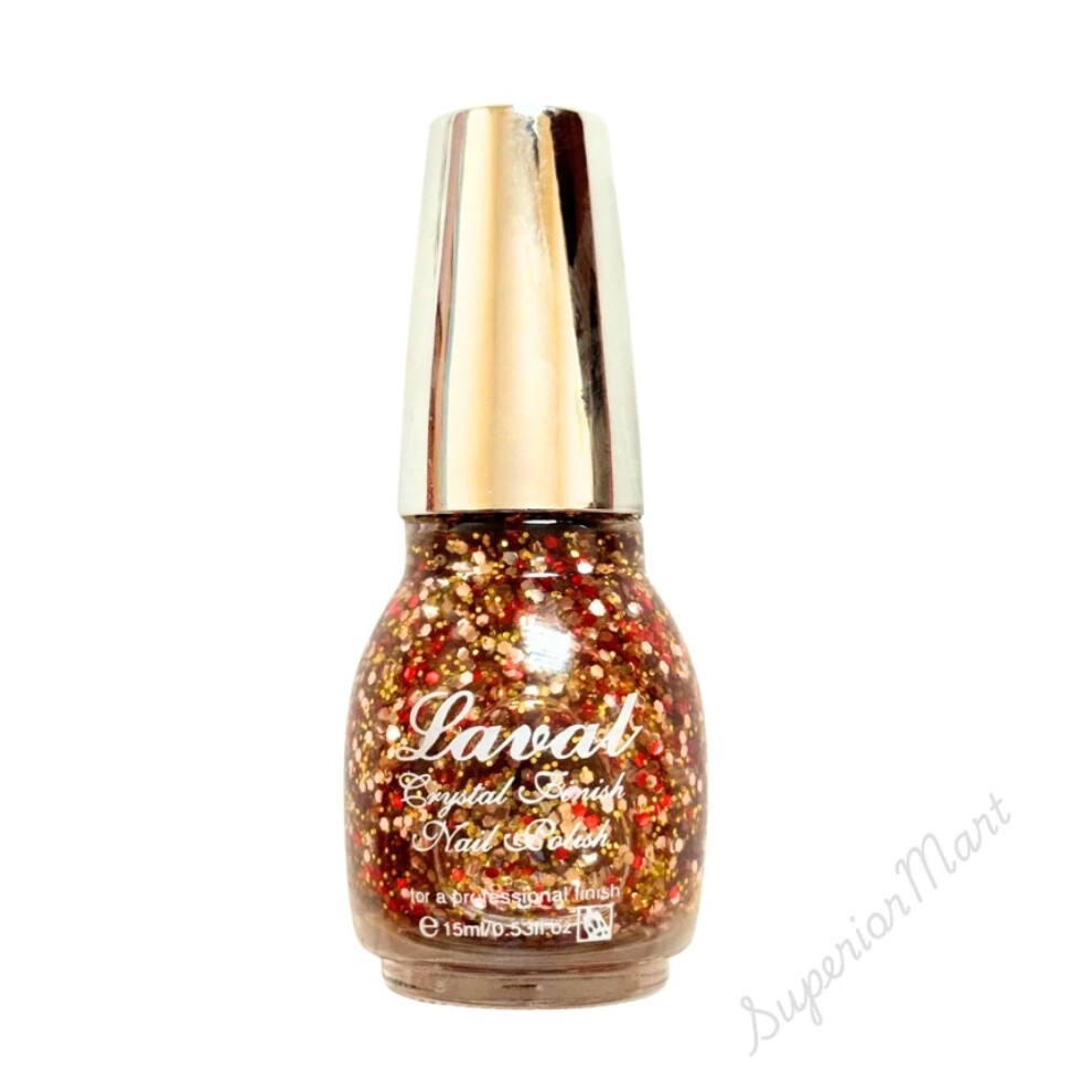 Sunset Glitter Nail Varnish Laval Multi-Coloured Red/Gold Polish 15ml