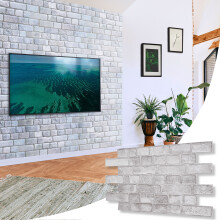 (Set of 8) 3D Wall Panels (96x48cm) - PVC Cladding with Grey Faux Brick Effect