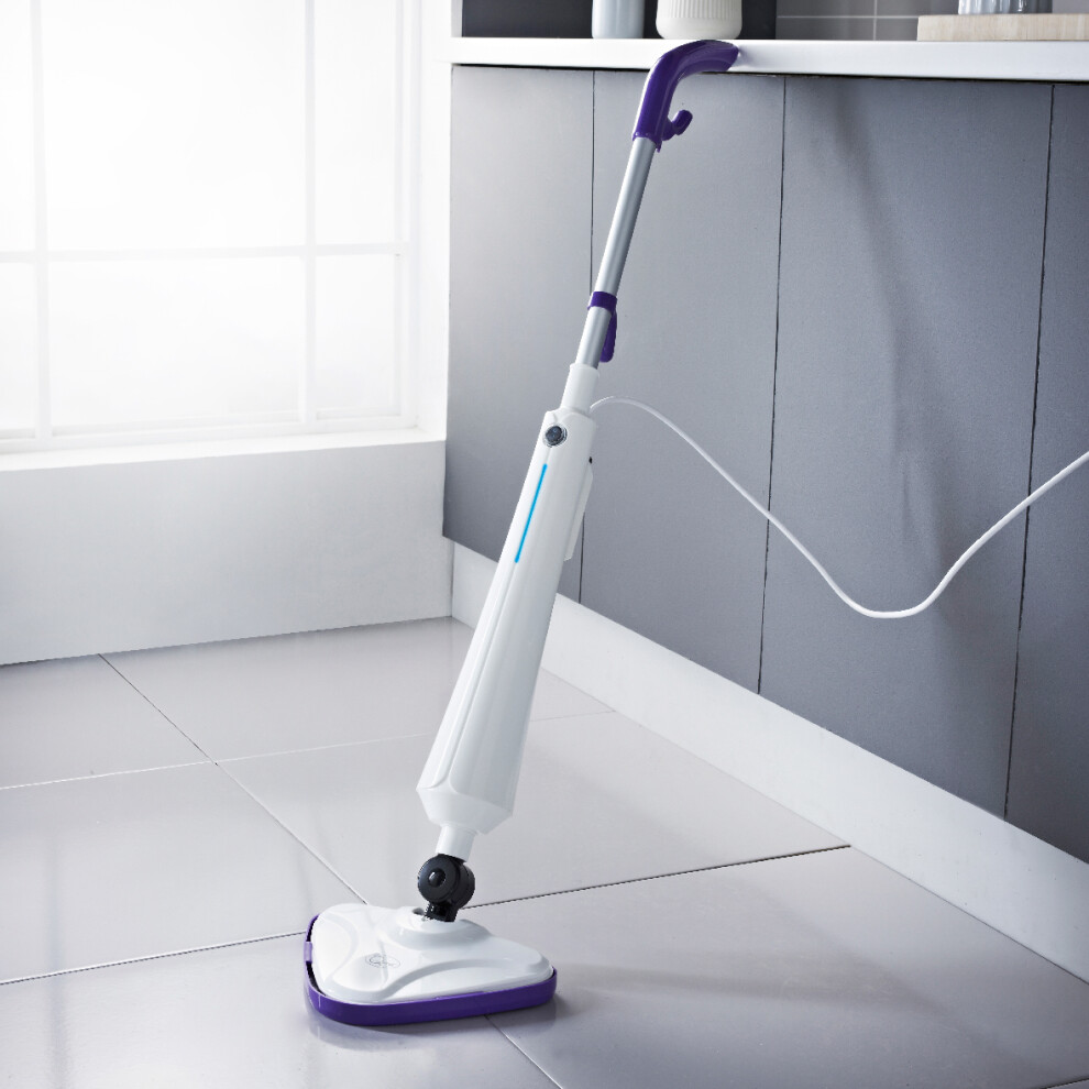 Quest 41989 Electric Steam Mop / 180° Triangular Swivel Head / 350ml Tank Capacity / Microfibre Mop Head / Chemical Free / 1300W