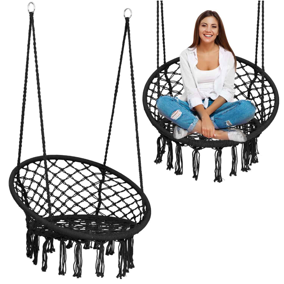 Balancelle de jardin suspendue BOHO noire