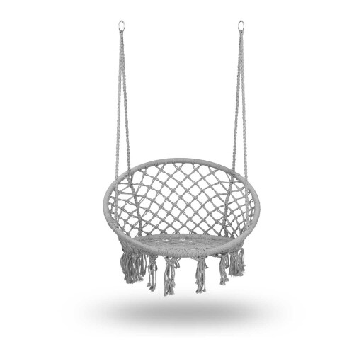 Hangende tuinschommelstoel BOHO grijs 1