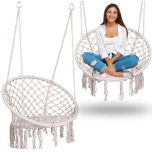 Sedia a dondolo sospesa da giardino BOHO beige
