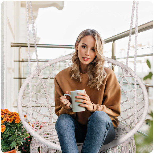 Sedia a dondolo sospesa da giardino BOHO beige 2