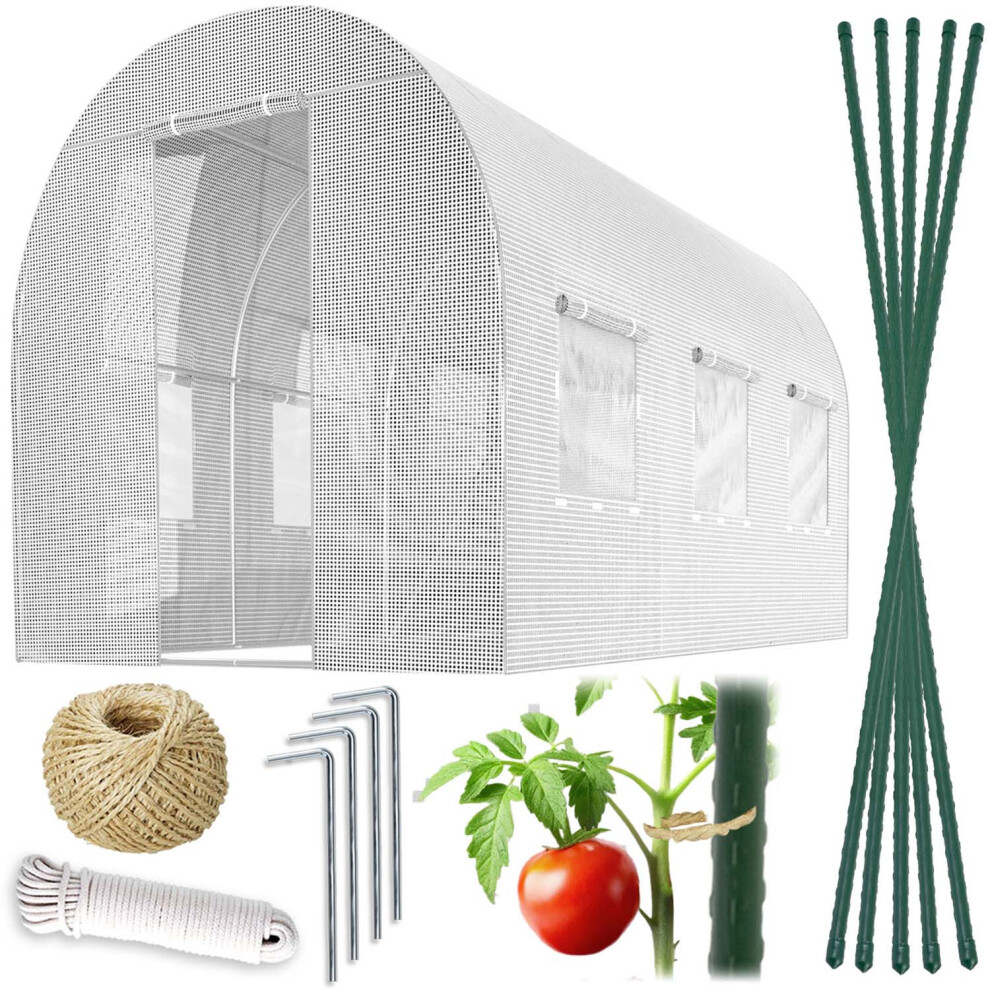 Plonos Serra A Tunnel Con Telaio In Acciaio Set Con Supporto Per Piante, 2 X 3,5 X 2 M, 7 M2, Bianco