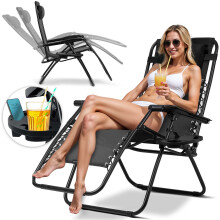 Chaise longue de jardin pliante avec coussin Sofotel ChillWell noir