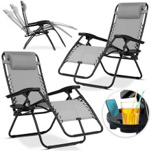 Chaise longue de jardin pliante avec coussin Sofotel ChillWell lot de 2 gris