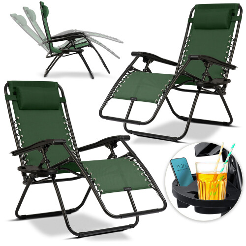 Klappbare Gartenliege mit Auflage Sofotel ChillWell 2er Set grün