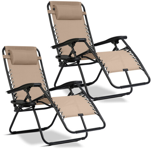 Klappbare Gartenliege mit Auflage Sofotel ChillWell 2er Set beige 1