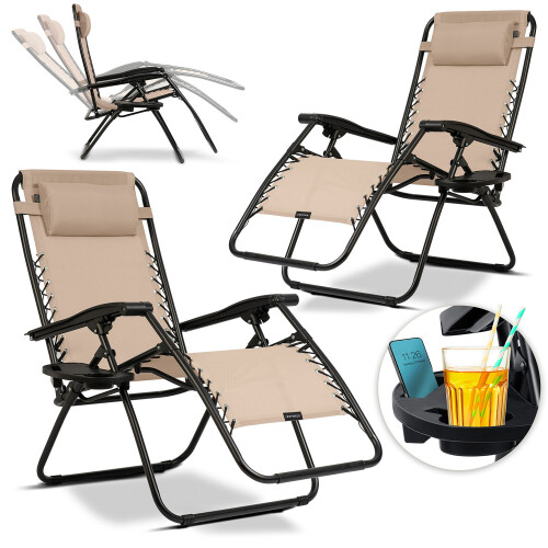 Klappbare Gartenliege mit Auflage Sofotel ChillWell 2er Set beige