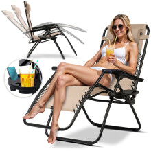 Chaise longue de jardin pliante avec coussin Sofotel ChillWell beige