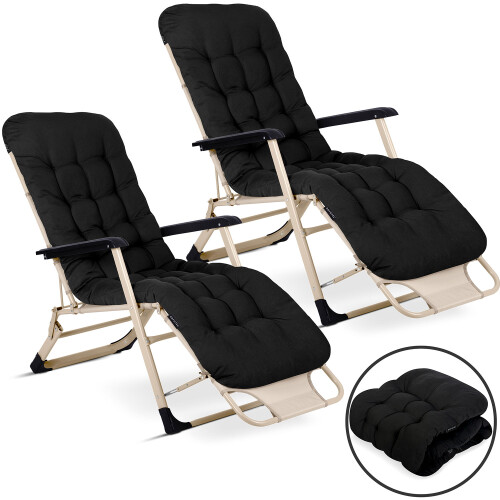 Klappbare Gartenliege mit Auflage Sofotel ChillWell 2er Set schwarz 1