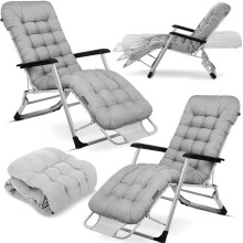 Chaise longue de jardin pliante avec coussin Sofotel ChillWell lot de 2 gris