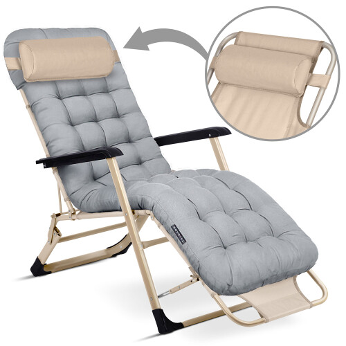 Klappbare Gartenliege mit Auflage Sofotel ChillWell 2er Set hellgrau 2