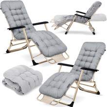 Chaise longue de jardin pliante avec coussin Sofotel ChillWell lot de 2 gris clair