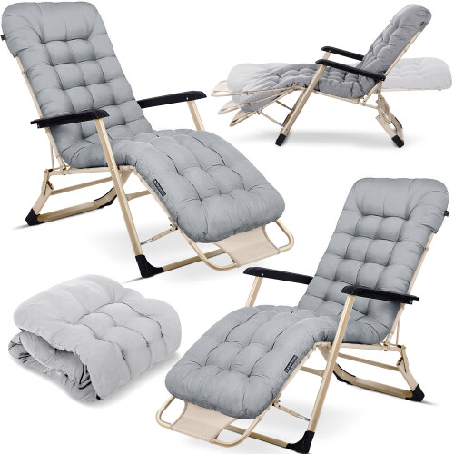 Klappbare Gartenliege mit Auflage Sofotel ChillWell 2er Set hellgrau