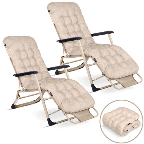 Klappbare Gartenliege mit Auflage Sofotel ChillWell 2er Set beige 2