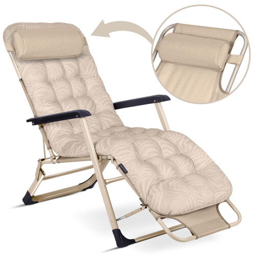 Klappbare Gartenliege mit Auflage Sofotel ChillWell 2er Set beige 1