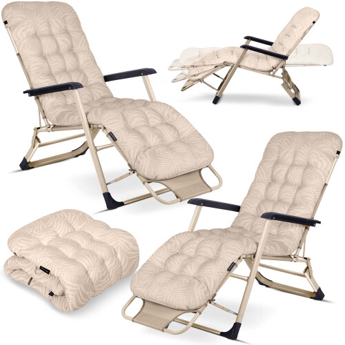 Klappbare Gartenliege mit Auflage Sofotel ChillWell 2er Set beige