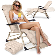Chaise longue de jardin pliante avec coussin Sofotel ChillWell beige