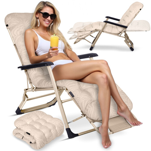 Chaise longue de jardin pliante avec coussin Sofotel ChillWell beige
