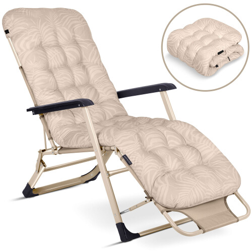 Chaise longue de jardin pliante avec coussin Sofotel ChillWell beige 1