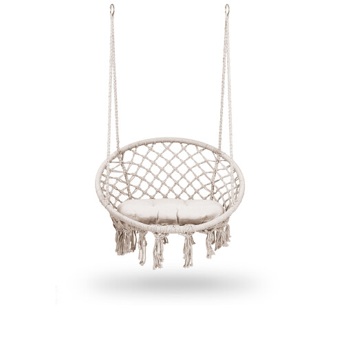 Sillón colgante de jardín BOHO beige 1