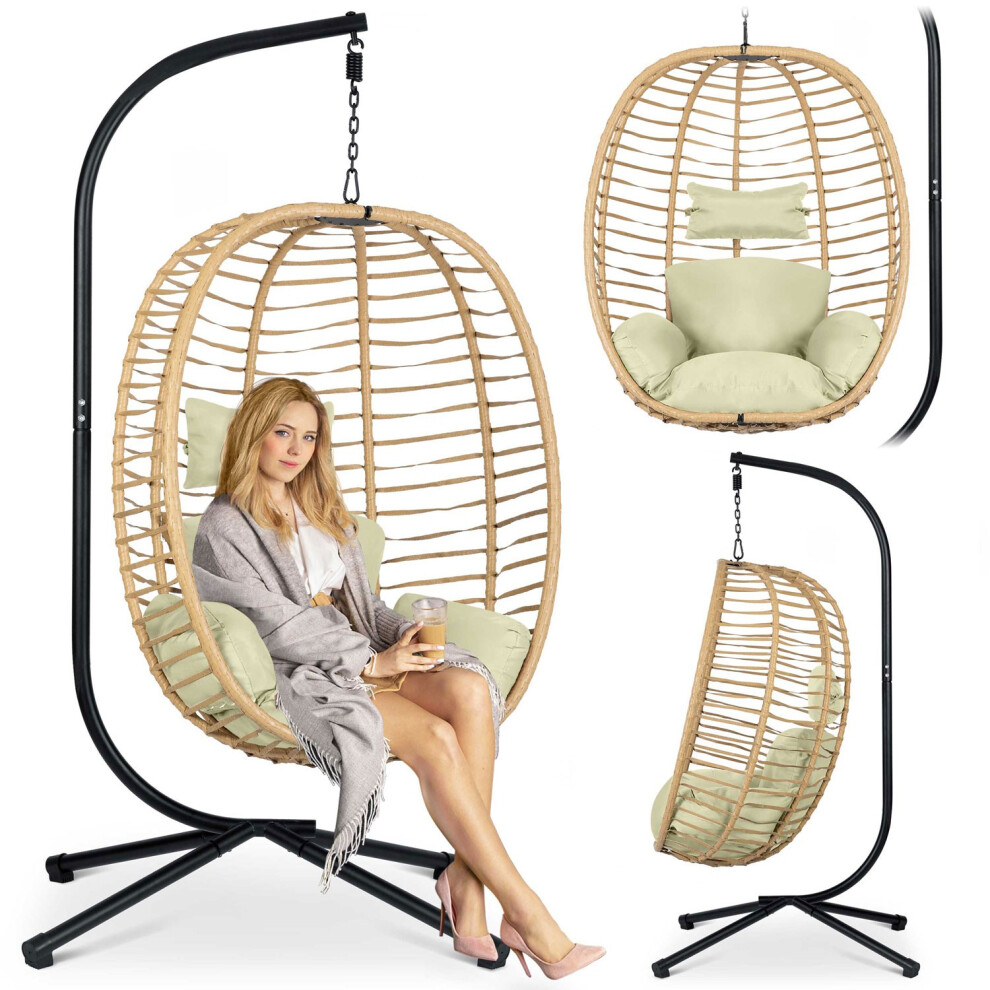 Chaise de jardin suspendue noire Toskana + coussins beiges Sofotel