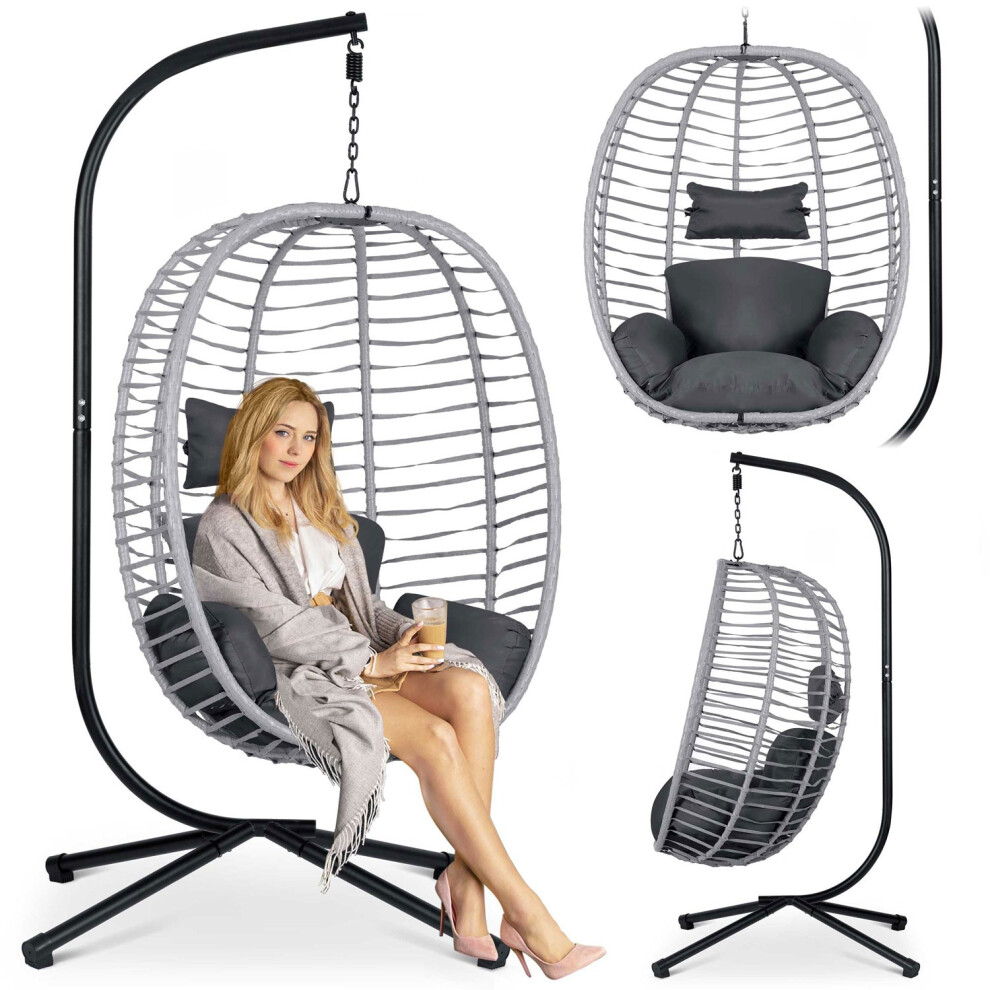 Chaise de jardin suspendue Toskana coussins noirs et gris Sofotel
