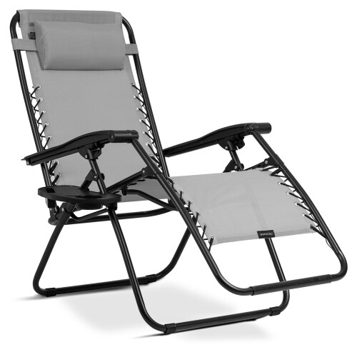 Chaise longue de jardin pliante avec coussin Sofotel ChillWell gris 1