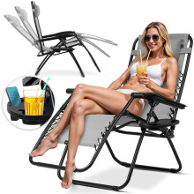 Chaise longue de jardin pliante avec coussin Sofotel ChillWell gris